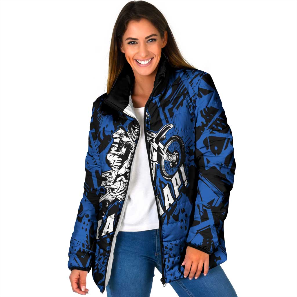 Personalized Motocross Rider Padded Jacket with Blue Graffiti Splash Pattern - Wonder Print Shop