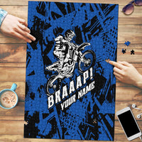 Personalized Motocross Rider Puzzle with Blue Graffiti Splash Pattern - Wonder Print Shop