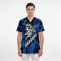 Personalized Motocross Rider Scrub Top with Blue Graffiti Splash Pattern - Wonder Print Shop