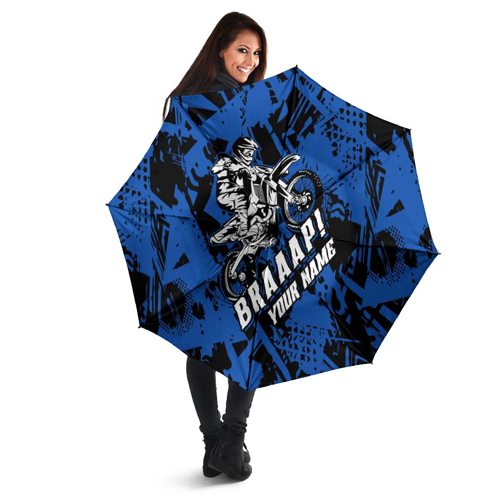 Personalized Motocross Rider Umbrella with Blue Graffiti Splash Pattern - Wonder Print Shop
