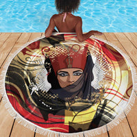 Amunet Beach Blanket with Egyptian Queen Portrait Ancient Mythology