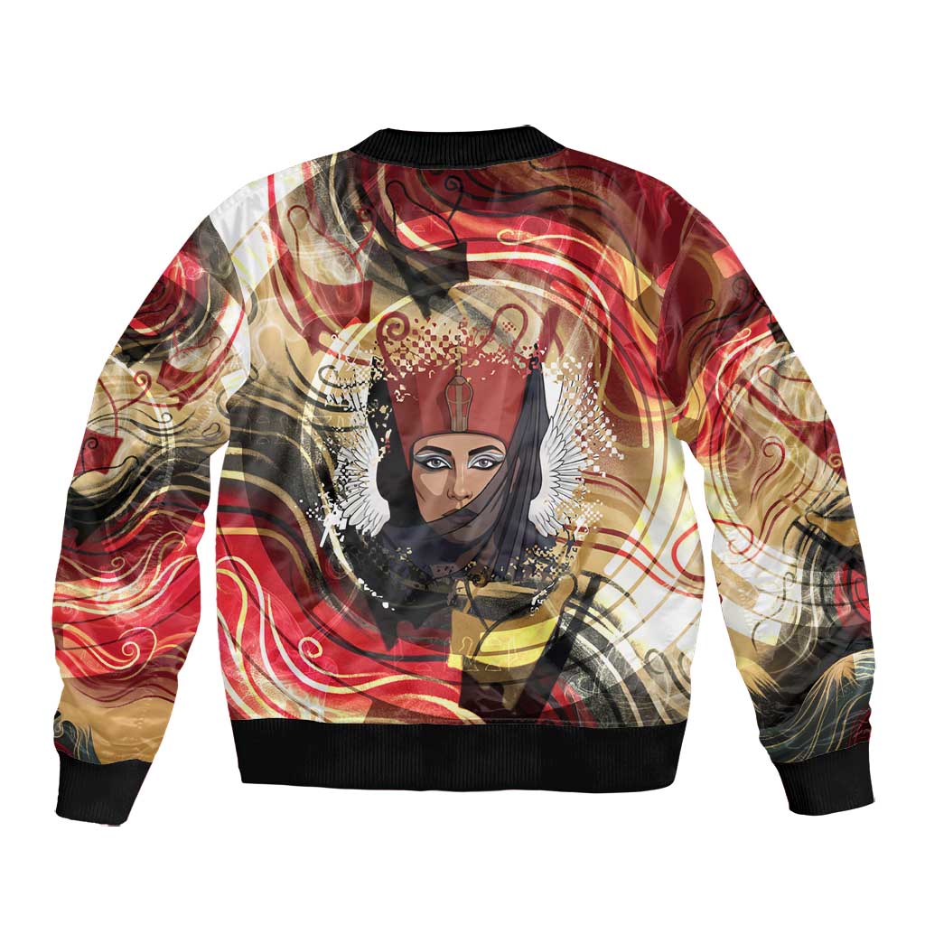 Amunet Bomber Jacket with Egyptian Queen Portrait Ancient Mythology