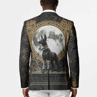 Anput Jackal Mask Blazer with Full Moon Egyptian Afterlife Symbolism
