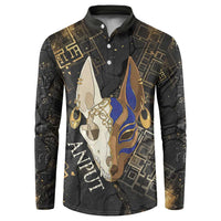 Anput Jackal Mask Button Sweatshirt with Full Moon Egyptian Afterlife Symbolism