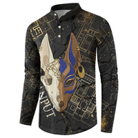 Anput Jackal Mask Button Sweatshirt with Full Moon Egyptian Afterlife Symbolism