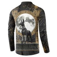 Anput Jackal Mask Button Sweatshirt with Full Moon Egyptian Afterlife Symbolism