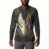 Anput Jackal Mask Button Sweatshirt with Full Moon Egyptian Afterlife Symbolism