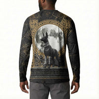 Anput Jackal Mask Button Sweatshirt with Full Moon Egyptian Afterlife Symbolism