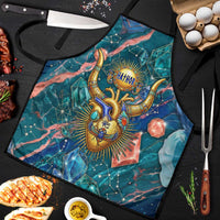Hathor Golden Sacred Heart Egyptian Apron with Gemstone Pattern in Turquoise Theme