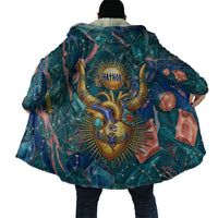 Hathor Golden Sacred Heart Egyptian Cloak with Gemstone Pattern in Turquoise Theme