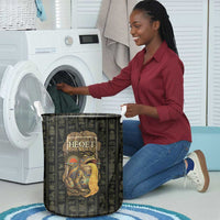 Heqet Ornate Frog Egyptian Laundry Basket with Hieroglyphic Backdrop in Creation Theme