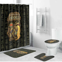Heqet Ornate Frog Egyptian Bathroom Set with Hieroglyphic Backdrop in Creation Theme