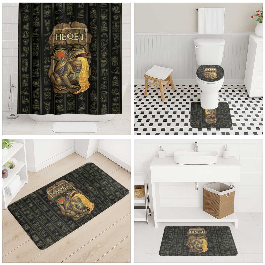 Heqet Ornate Frog Egyptian Bathroom Set with Hieroglyphic Backdrop in Creation Theme
