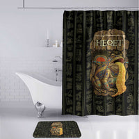 Heqet Ornate Frog Egyptian Bathroom Set with Hieroglyphic Backdrop in Creation Theme