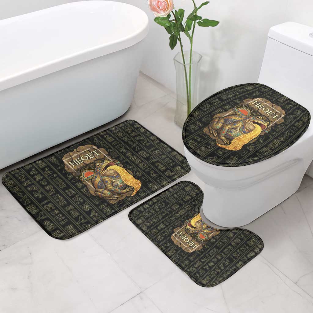 Heqet Ornate Frog Egyptian Bathroom Set with Hieroglyphic Backdrop in Creation Theme