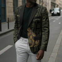 Heqet Ornate Frog Egyptian Blazer with Hieroglyphic Backdrop in Creation Theme