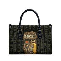 Heqet Ornate Frog Egyptian Leather Bag with Hieroglyphic Backdrop in Creation Theme