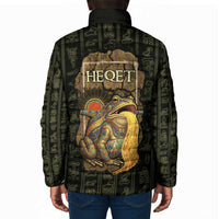 Heqet Ornate Frog Egyptian Padded Jacket with Hieroglyphic Backdrop in Creation Theme