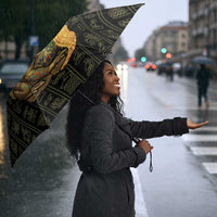 Heqet Ornate Frog Egyptian Umbrella with Hieroglyphic Backdrop in Creation Theme
