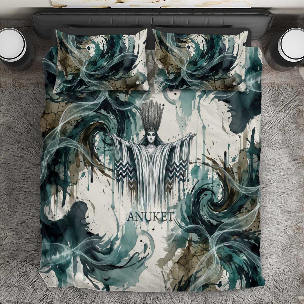 Anuket Egyptian Bedding Set Goddess of the Nile Flowing Water Gazelle Spirit The Embracer