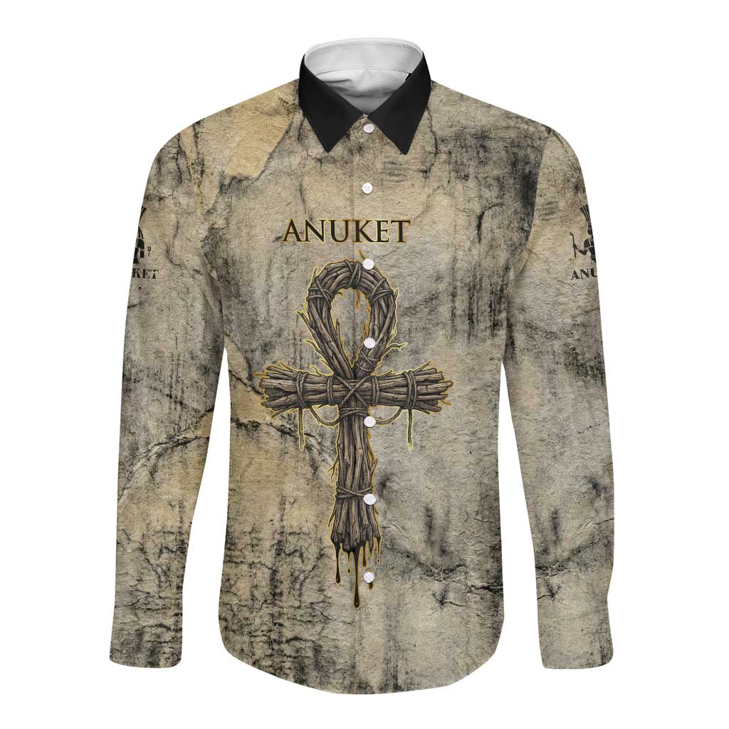 Anuket Long Sleeve Button Shirt Egyptian Queen of the Cataracts Ankh Symbol