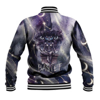 Bastet Egyptian Baseball Jacket Cat Goddess Cosmic Protector Moon Magic Night Sky