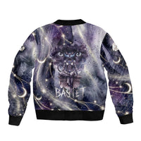 Bastet Egyptian Bomber Jacket Cat Goddess Cosmic Protector Moon Magic Night Sky