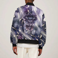 Bastet Egyptian Bomber Jacket Cat Goddess Cosmic Protector Moon Magic Night Sky