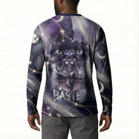 Bastet Egyptian Button Sweatshirt Cat Goddess Cosmic Protector Moon Magic Night Sky