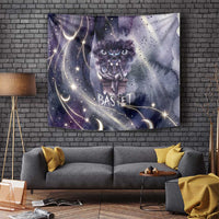Bastet Egyptian Tapestry Cat Goddess Cosmic Protector Moon Magic Night Sky