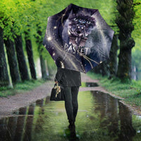 Bastet Egyptian Umbrella Cat Goddess Cosmic Protector Moon Magic Night Sky