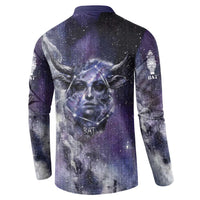 Bat Egyptian Button Sweatshirt Cow Goddess Celestial Face Horn Ring Gem Cosmic Starry Sky