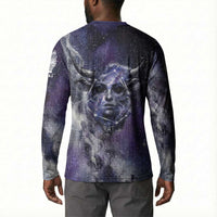 Bat Egyptian Button Sweatshirt Cow Goddess Celestial Face Horn Ring Gem Cosmic Starry Sky