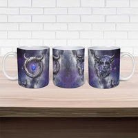 Bat Egyptian Ceramic Mug Cow Goddess Celestial Face Horn Ring Gem Cosmic Starry Sky