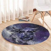 Bat Egyptian Round Carpet Cow Goddess Celestial Face Horn Ring Gem Cosmic Starry Sky