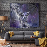 Bat Egyptian Tapestry Cow Goddess Celestial Face Horn Ring Gem Cosmic Starry Sky