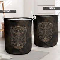 Viking Raven Wolf Vegvisir Laundry Basket Nordic Runic Engraving Style