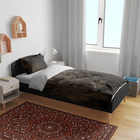 Viking Raven Wolf Vegvisir Bedding Set Nordic Runic Engraving Style
