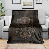 Viking Raven Wolf Vegvisir Blanket Nordic Runic Engraving Style