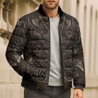 Viking Raven Wolf Vegvisir Bomber Puffer Jacket Nordic Runic Engraving Style