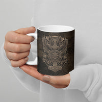 Viking Raven Wolf Vegvisir Ceramic Mug Nordic Runic Engraving Style