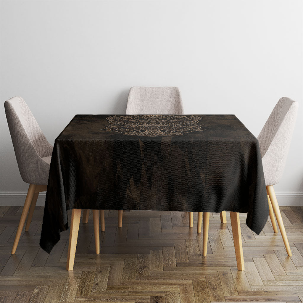 Viking Raven Wolf Vegvisir Tablecloth Nordic Runic Engraving Style