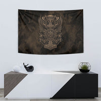 Viking Raven Wolf Vegvisir Tapestry Nordic Runic Engraving Style