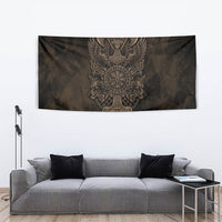 Viking Raven Wolf Vegvisir Tapestry Nordic Runic Engraving Style