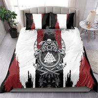 Viking Berserker Bear Valknut Vegvisir Bedding Set Nordic Runic Warrior Engraving Style