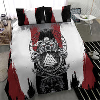 Viking Berserker Bear Valknut Vegvisir Bedding Set Nordic Runic Warrior Engraving Style