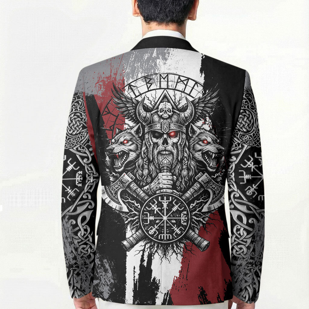 Viking Berserker Bear Valknut Vegvisir Blazer Nordic Runic Warrior Engraving Style