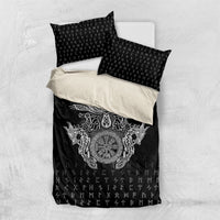 Viking Vegvisir Serpent Rune Cross Bedding Set Nordic Knotwork Runic Engraving Style
