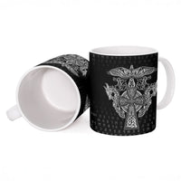 Viking Vegvisir Serpent Rune Cross Ceramic Mug Nordic Knotwork Runic Engraving Style