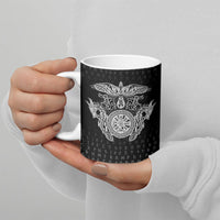 Viking Vegvisir Serpent Rune Cross Ceramic Mug Nordic Knotwork Runic Engraving Style